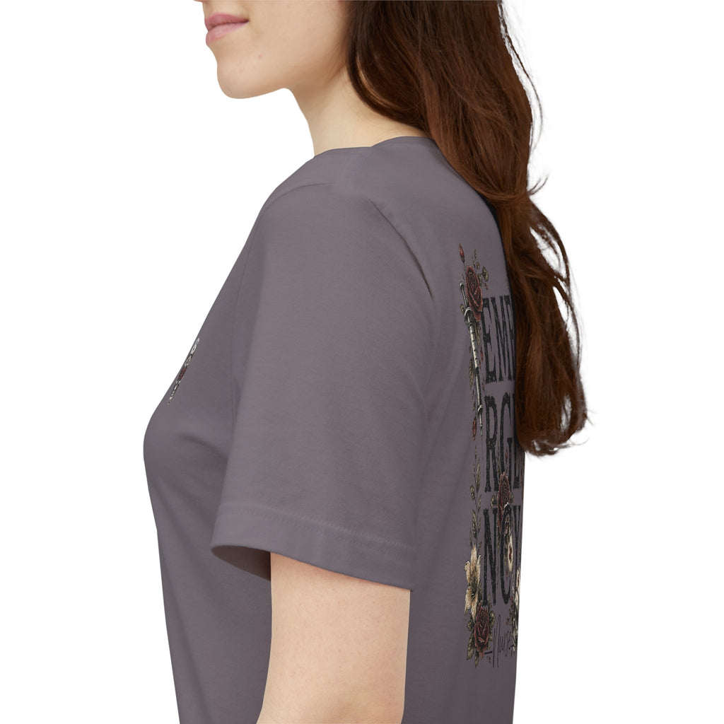 Emergency Nurse Shirt | Gothic Floral Nurse Tee | Vintage Tattoo Style ER Nurse T-Shirt | Bella & Canvas