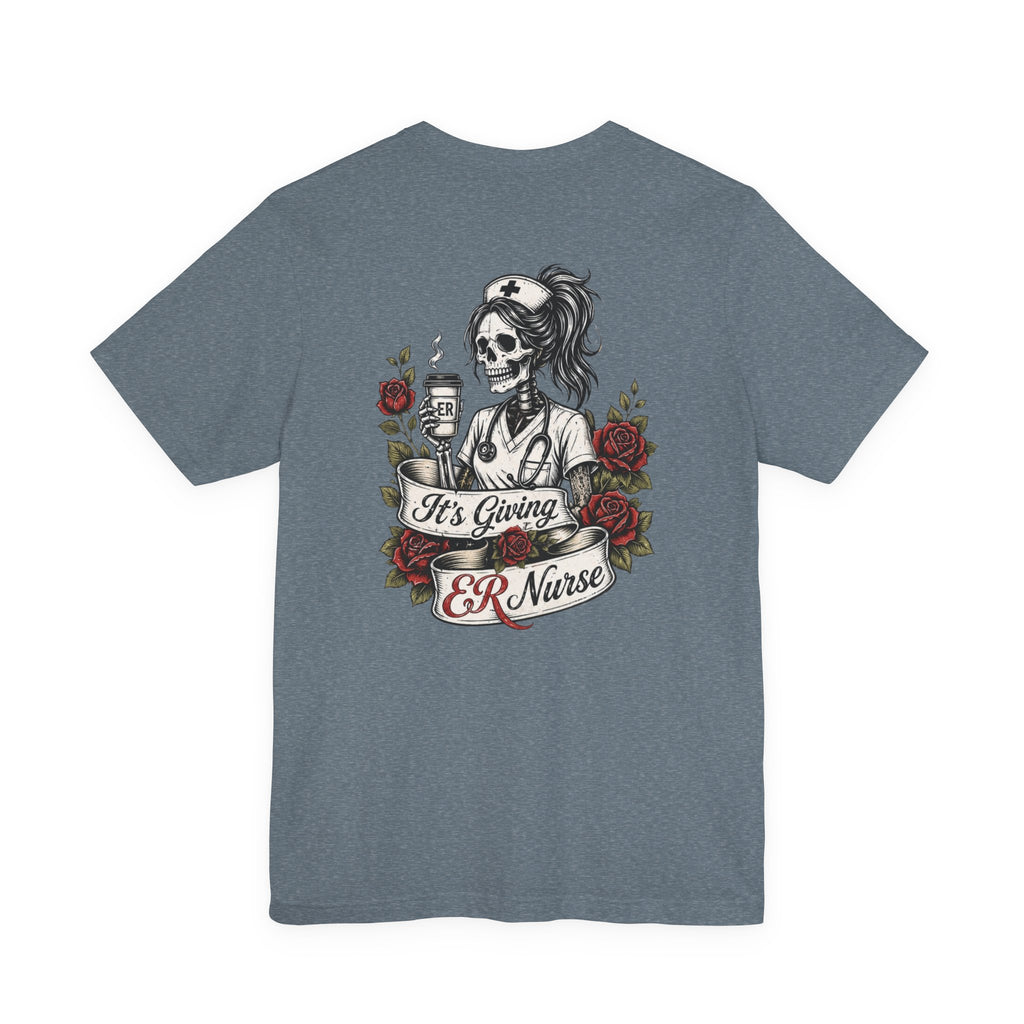 It's Giving ER Nurse Shirt | Funny ER Nurse Tee | Emergency Room Nurse Gift | Gothic Skeleton Nurse Shirt | Tattoo Style Healthcare T-Shirt