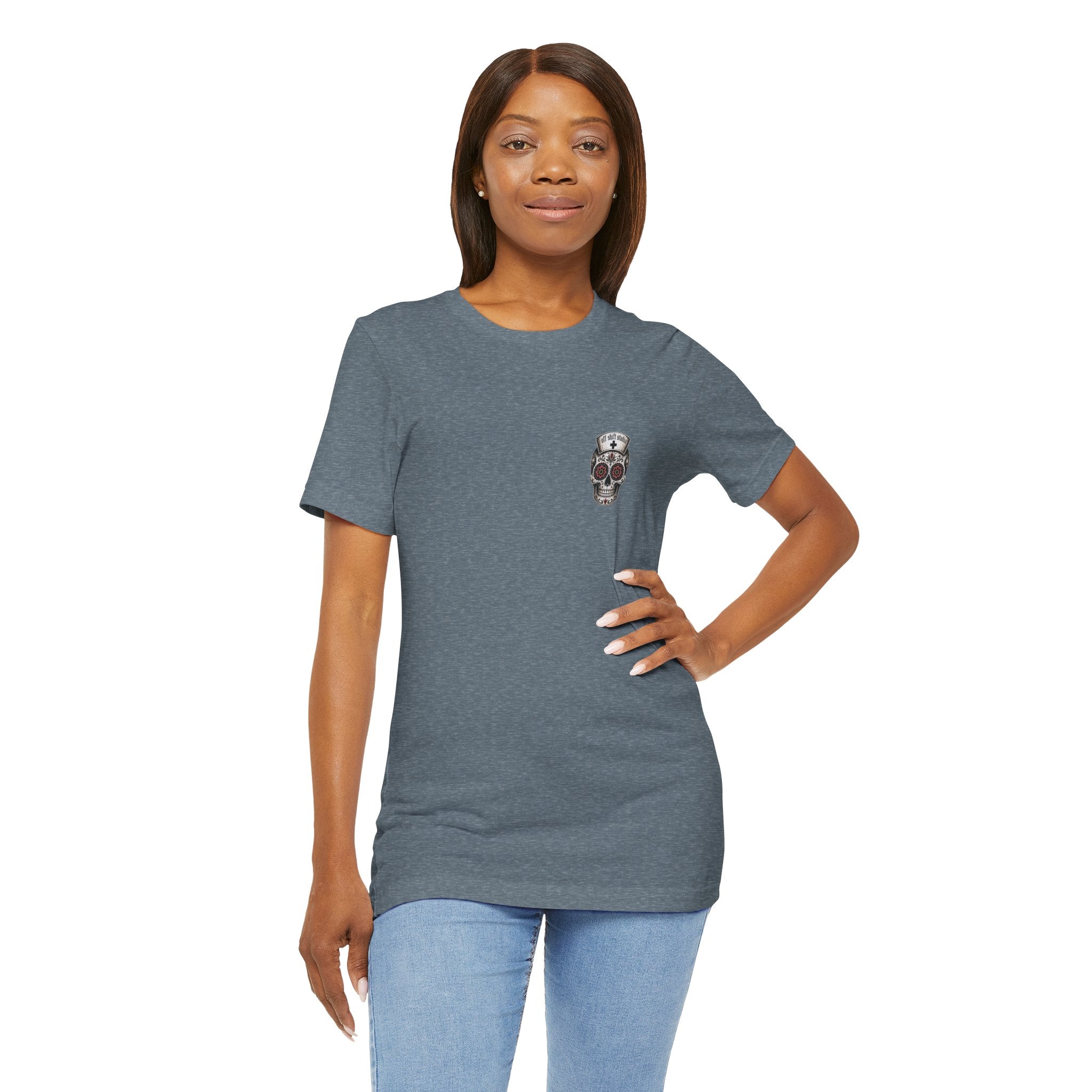 Registered Nurse Vintage Skull Tee | Tattoo Style RN Shirt | Nurse Gift | Floral Skull Graphic Tee | Bella Canvas | Off Shift Studio