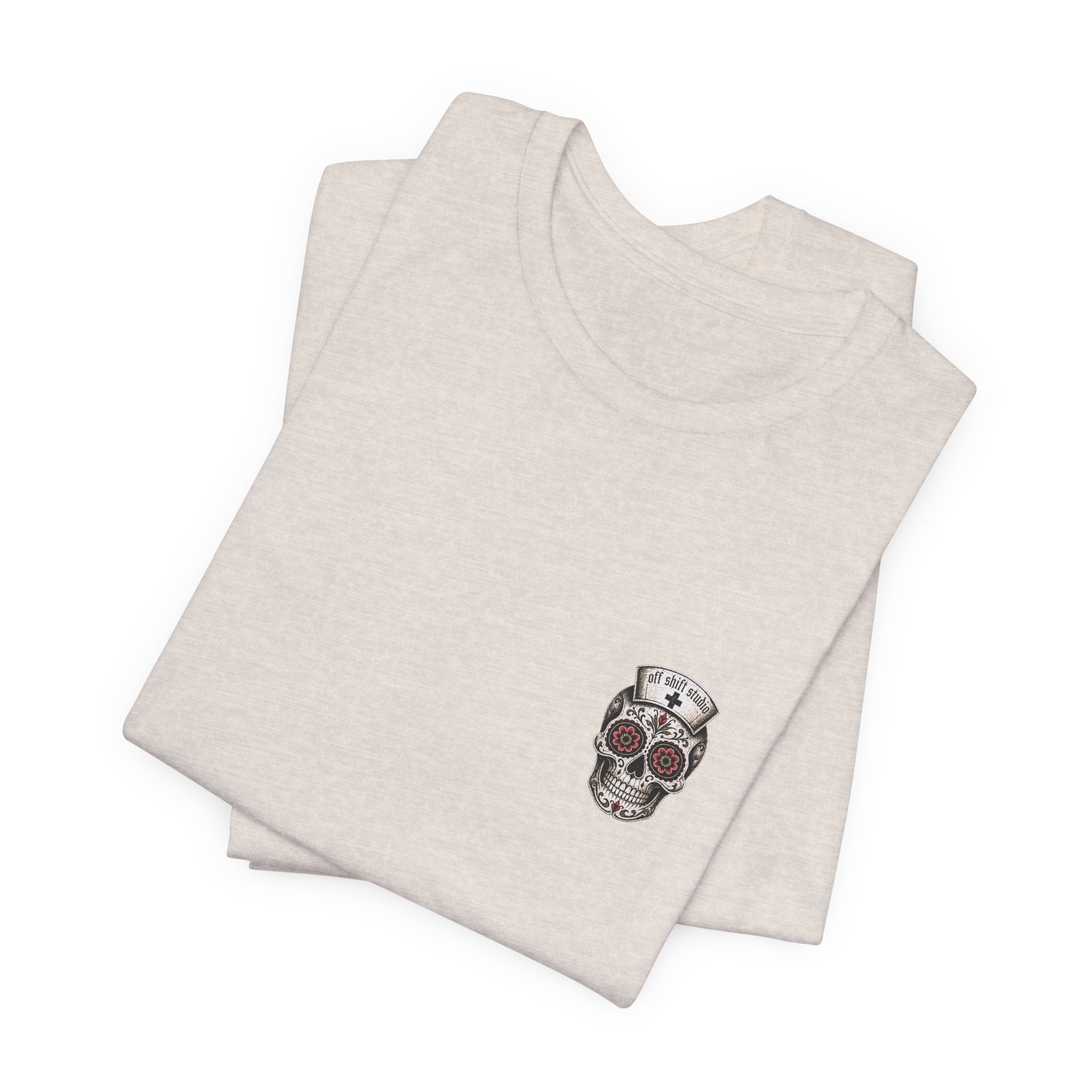 Registered Nurse Vintage Skull Tee | Tattoo Style RN Shirt | Nurse Gift | Floral Skull Graphic Tee | Bella Canvas | Off Shift Studio