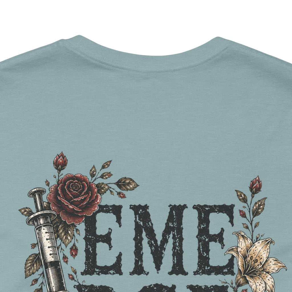 Emergency Nurse Shirt | Gothic Floral Nurse Tee | Vintage Tattoo Style ER Nurse T-Shirt | Bella & Canvas