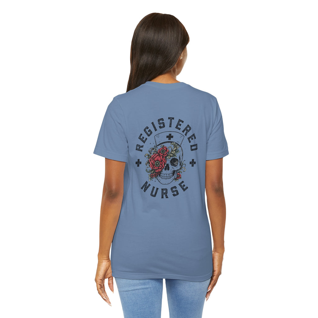 Registered Nurse Vintage Skull Tee | Tattoo Style RN Shirt | Nurse Gift | Floral Skull Graphic Tee | Bella Canvas | Off Shift Studio