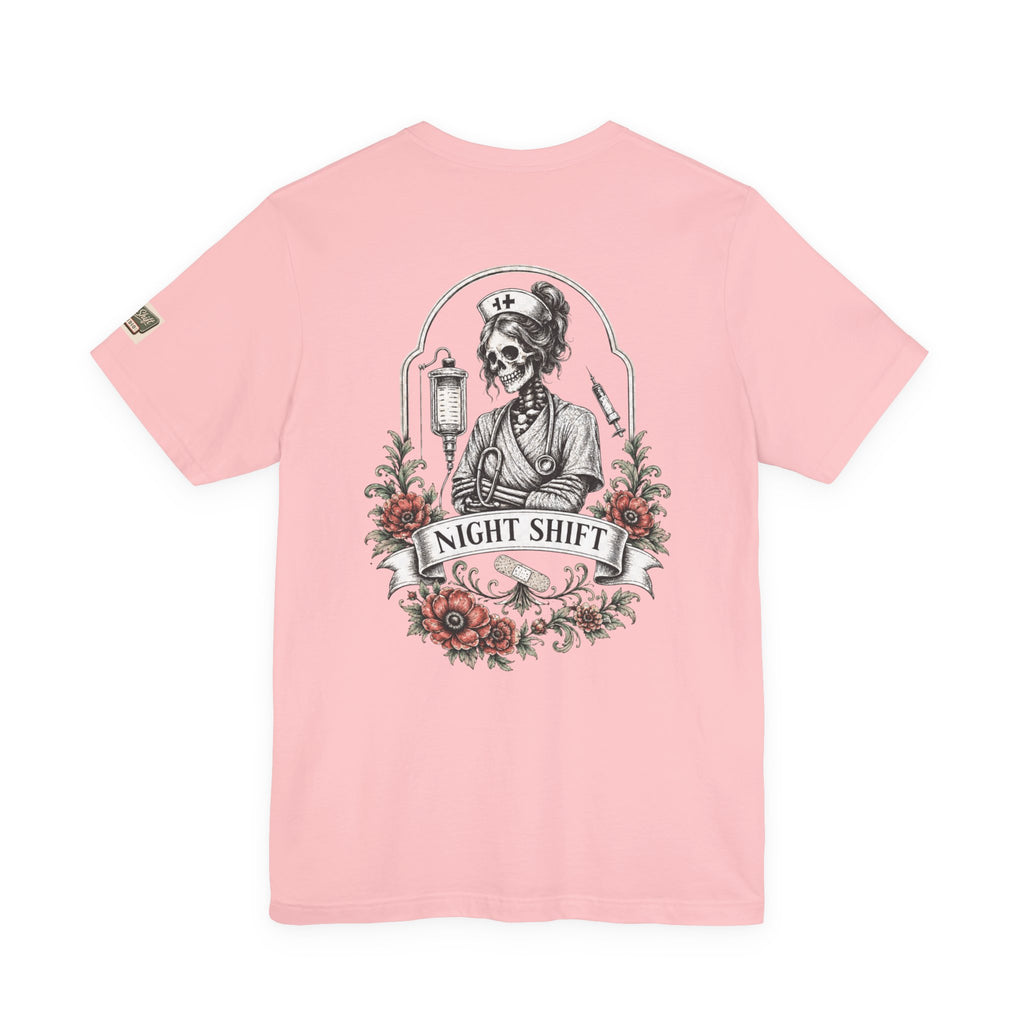 Night Shift Nurse Shirt | Skeleton Nurse T-Shirt | Tattoo Style Medical Shirt | Bella+Canvas