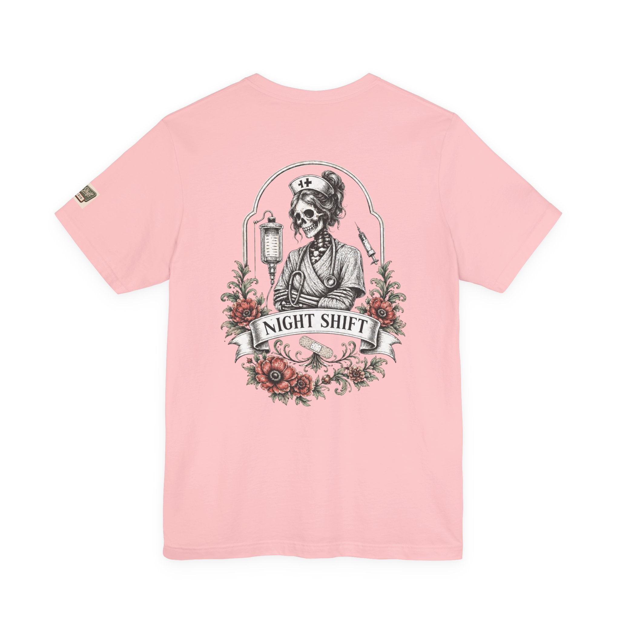 Night Shift Nurse Shirt | Skeleton Nurse T-Shirt | Tattoo Style Medical Shirt | Bella+Canvas