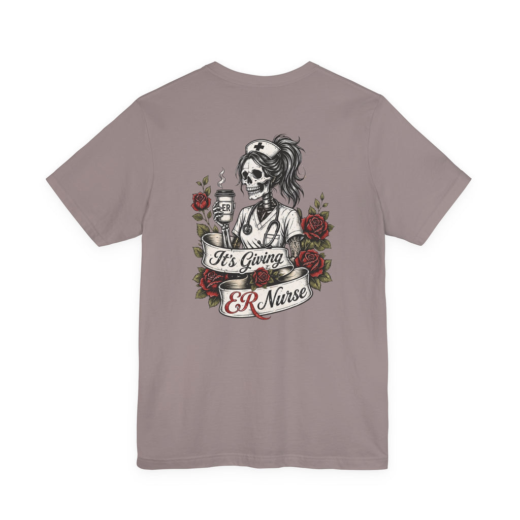 It's Giving ER Nurse Shirt | Funny ER Nurse Tee | Emergency Room Nurse Gift | Gothic Skeleton Nurse Shirt | Tattoo Style Healthcare T-Shirt