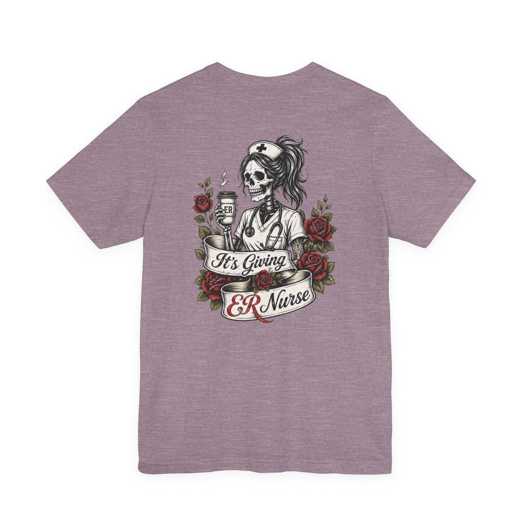 It's Giving ER Nurse Shirt | Funny ER Nurse Tee | Emergency Room Nurse Gift | Gothic Skeleton Nurse Shirt | Tattoo Style Healthcare T-Shirt